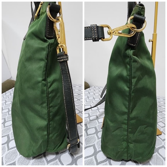 Authentic Prada Saffiano-Trimmed Tessuto Tote Bag Green - Picture 11 of 15